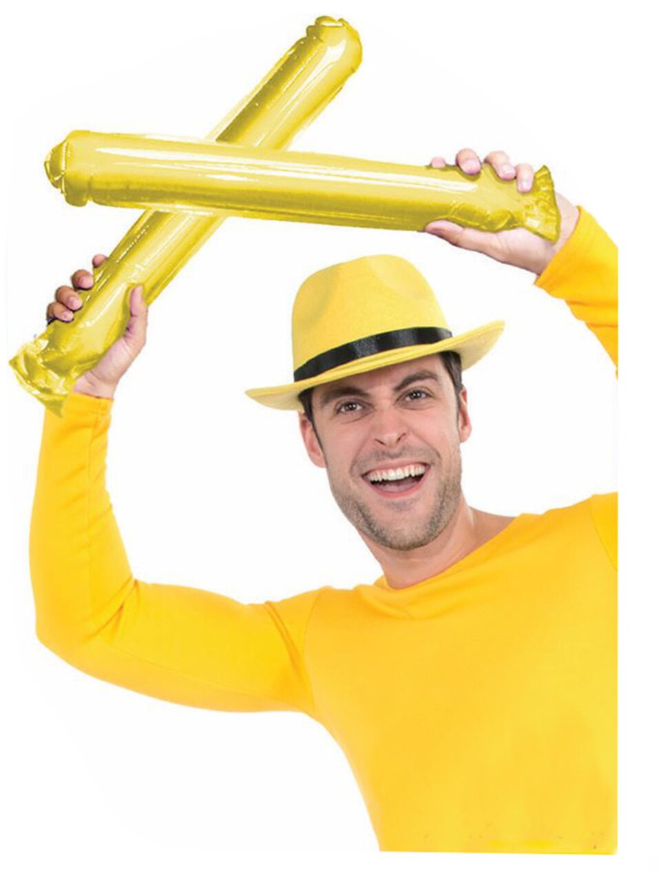 2 Cheerleader Team School Spirit Rally Yellow Inflatable Colored Spirit Sticks